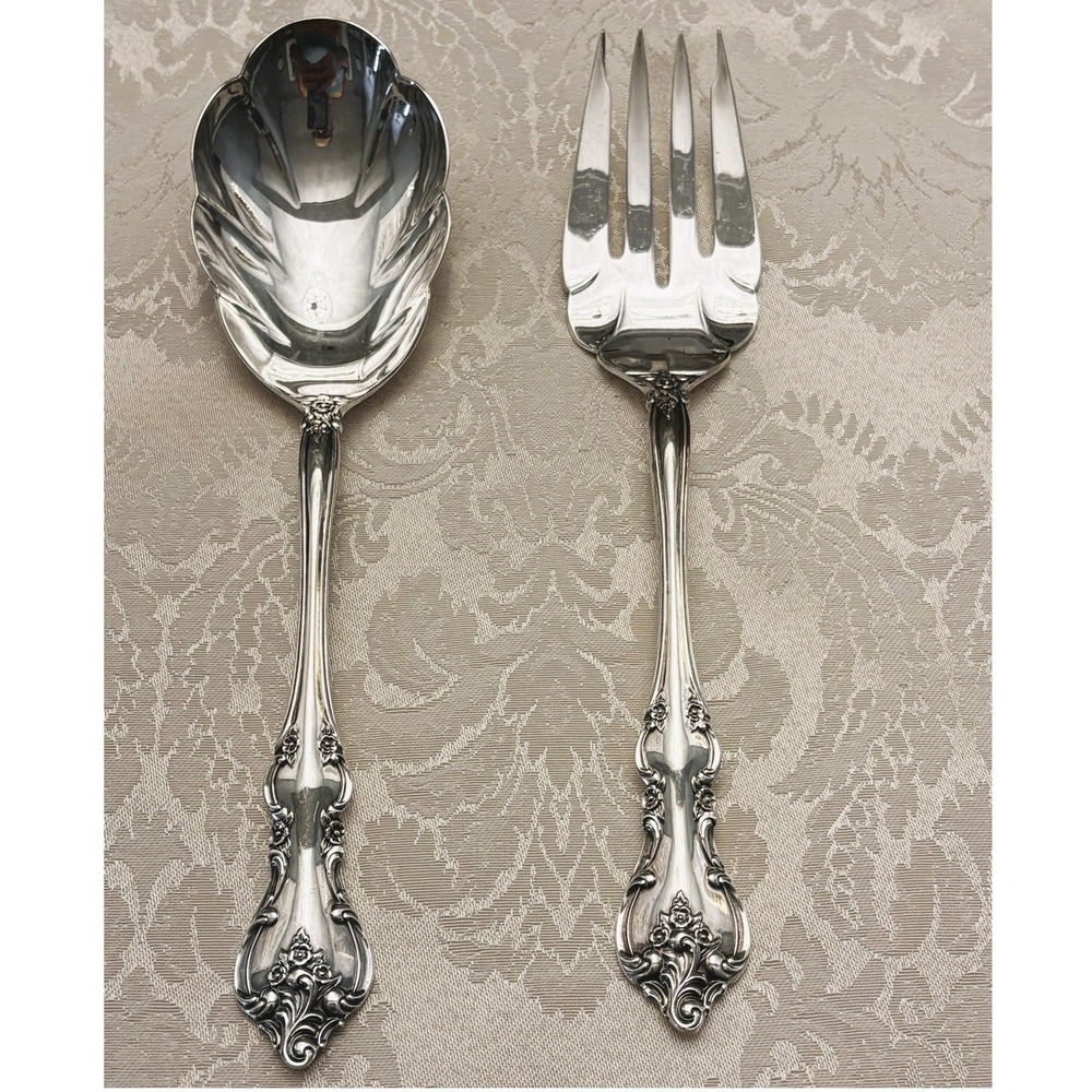 Orleans International Silver Shell Casserole Spoon Cold Meat Serving Fork Set